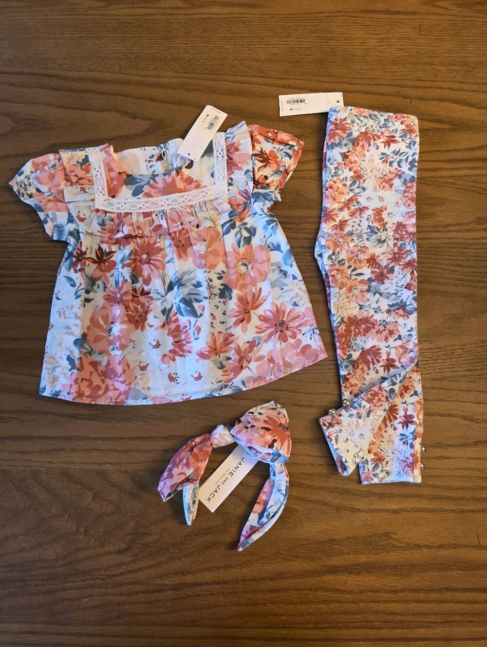 Janie and Jack Floral Top, Leggings & Headband Set - New with Tags